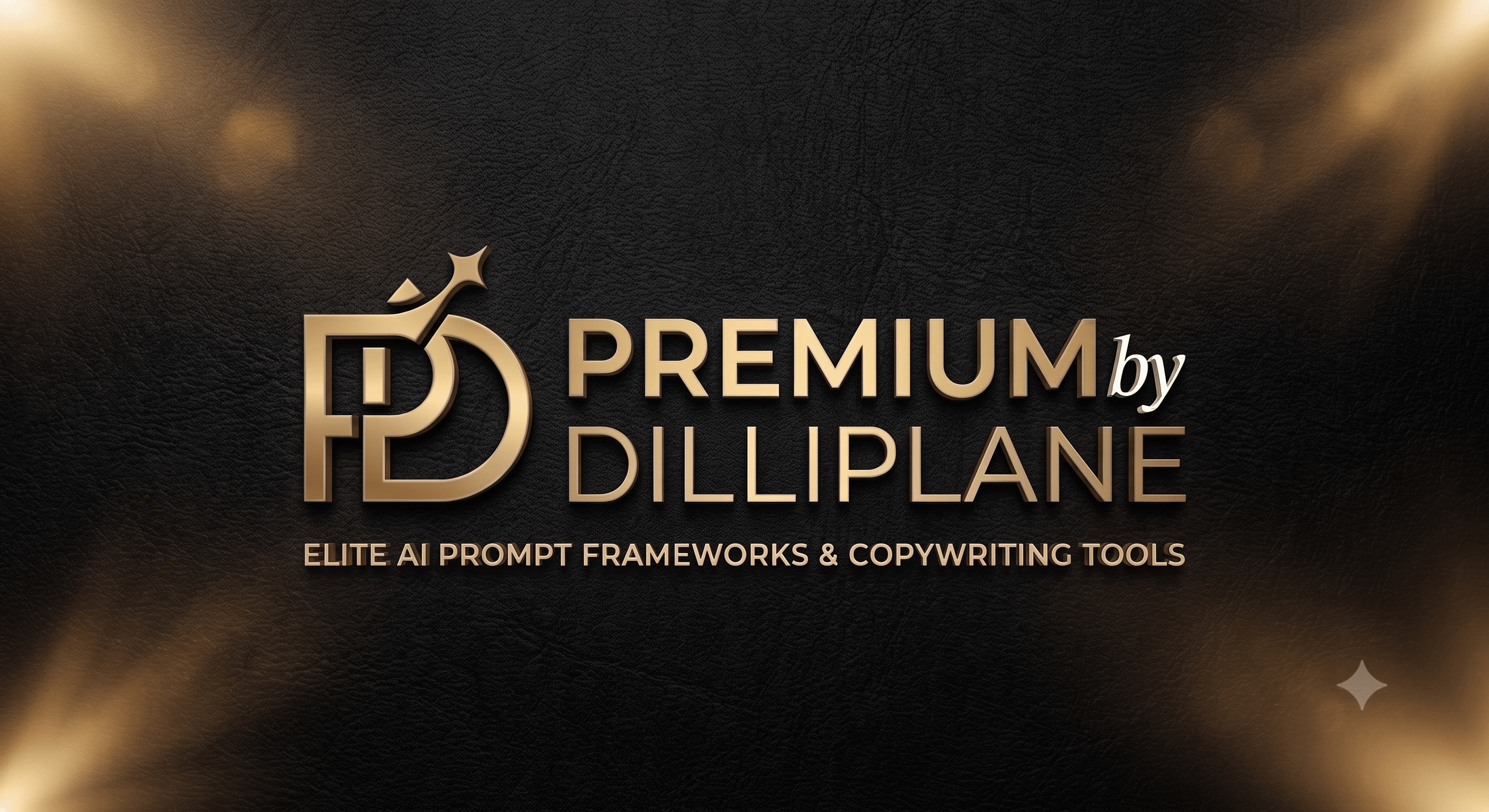 Premium by Dilliplane logo featuring a stylized gold 'PD' emblem on a dark leather-textured background.